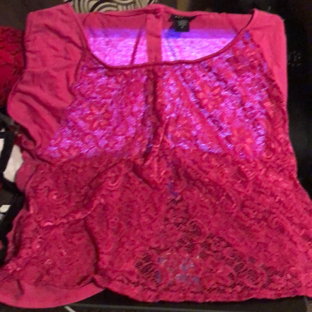 Torrid pink lace front top 2